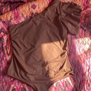Brown one shoulder bodysuit